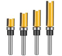 Heyu-Lotus 4 Pcs 1/4 Inch Shank Flush Trim Pattern Router Bit Set, Professional Wood Top Woodworking Milling Cutter Tool with Bearing Template Router Cutter