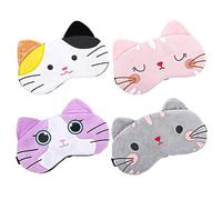 Heyu-Lotus 4 PCS Kids Sleep Masks, Cute Cat Kids Eye Masks for Sleeping, Soft Blindfold Eye Covers with Adjustable Strap Animal Eye Patches for Kids Adult Night Nap Travel Meditation