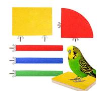 Heyu-Lotus 5 Pack Bird Perches, Natural Wood Bird Perch Stand Platform Paw Grinding Stick Set for Small Parakeets, Cockatiels, Budgies, Conures