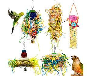 Heyu-Lotus 5 Pack Bird Shredding Toys - Hanging Toys for Small Parrots, Parakeets, Cockatiels, Budgies, Conures, Love Birds, Finches
