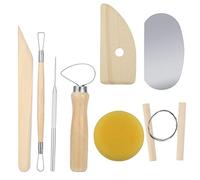 Heyu-Lotus 8 Pcs Pottery Sculpting Tool Set, Wood and Metal Pottery Clay Modeling Tool Complete Pottery Tool Set Beginners Ceramic Clay Tools for Pottery, Ceramics Sculpture, Carving Design