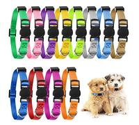 Heyu-Lotus Adjustable Puppy Whelping Collar Set - 12 Pack Soft Nylon ID Litter with Quick Release Buckle for Small Dogs and Cats, 19-32cm