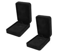 Heyu-Lotus Necklace Box, 2 Pack Velvet Long Chain Jewelry Organizer Necklace Display Box for Engagement, Anniversaries, Weddings or Birthdays(Black)