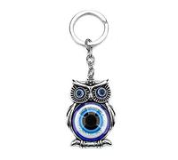 HEYU Owl Keychain, Blue Crystal Animal Keychain with Shiny Gold Alloy, Unisex