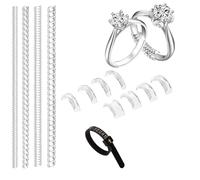 Heyumybit 12 Pcs Ring Adjuster,Loose Rings Ring Snuggies,Invisible Ring Size Adjuster with Measuring Tools,Silicone Guards,Spacer,Transparent Ring Sizer for Women and Men