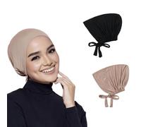Heyumybit 2 Pcs Women Hijab Undercap,Adjustable Headscarves,Breathable Modal Elastic Head Wraps for Women,Soft Hijab Turban for Girls Makeup Sleep
