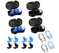 Heyumybit 4 Pairs Silicone Nose Plugs and Earplugs Sets,Swimming Earplugs Reusable,Waterproof Nose Ear Protectors for Showering Bathing Surfing Snorkeling Other Water Sports