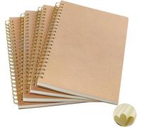 Heyumybit 4 Pcs Squared Spiral Notebook A5,Graph Paper Notebooks,Gridded Pages,100 Pages/50 Blank Sheets,Kraft Cover Wirebound Notebooks for Office,Painting