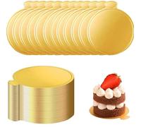 Heyumybit 9cm/3.54inch Mini Cardboard Cake Bases,100pcs Round Mousse Cake Cardboard,Gold Cupcake Base Dessert Displays Tray for Dessert Buffet,Wedding,Parties,Pastry Cup