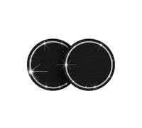 Heyumybit Bling Car Coasters,2 Pieces Car Cup Holder Auto Insert Coaster Universal Glitter Rhinestone Cup Holder Inserts Sparkly Crystal Cup Mats for Most Car Interior(2.75" Diameter)