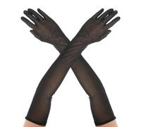 Heyumybit Long Black Sheer Gloves,Lace Opera Gloves,Women's Sheer Tulle Glove Mesh Gloves for Dance,Bridal,Wedding,Evening,Halloween Party