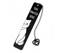 Heyumybit Metal Cat Bookmark,Stainless Steel Kitten Bookmark Pendant | Funny Cat Shaped Bookmark with Paw Mark Pendant,Book Lovers Gifts,Reading Accessories for Readers