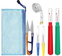 Heyumybit Seam Ripper Set,Contains 2 Large Stitch Rippers,2 Small Thread Picker Tool,Scissors,Measuring Tape and Storage Box,Ideal for Sewing Accessories and Cross Stitch Accessories