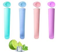 Heyumybit Silicone Ice Lolly Moulds with Attached Lids,Silicone Popsicle Mold,Ice Pop Mould,Popsicle Ice Lolly Maker,BPA Free Ice Pop (Colourful)