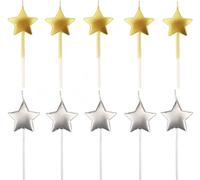 Heyumybit Star Birthday Candles,10 Pcs Metallic Birthday Candles,Cute Star Shaped Cake Decoration for Party Wedding Cake Decoration Supplies Birthday,Gold,Silver