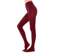HeyUU 80D Semi Opaque Tights for Women Run Resistant Women's Tights Comfortable Pantyhose with 20+ Colours （Red wine,XS-S