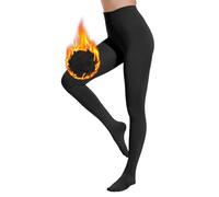 HeyUU Fleece Lined Tights for Women Elastic Thermal Women’s Pantyhose Warm Womens Stockings with High Waist 1Black-M