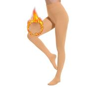 HeyUU Fleece Lined Tights for Women Elastic Thermal Women’s Pantyhose Warm Womens Stockings with High Waist 1Beige-M