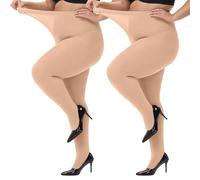 HeyUU Plus Size Tights for Women High Waist Stockings Semi Opaque Women’s Panyhose with Super Comfort and Elasticity 2Nude 1XL