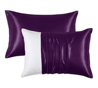 Heywaller Satin Pillowcases for Hair and Skin - Purple Standard Size Pillow Cases 2 Pack - Similar to Silk Pillowcases with Envelope Closure - Soft & Silky Pillow Covers for Him or Her