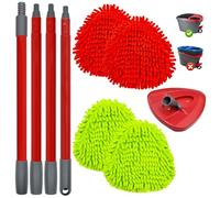 Hezane 4-Pack Mop Heads Compatible with Vileda 2-in-1 Turbo | Microfiber Replacement Mop Refills for Efficient Floor Cleaning (Easy to Use) (Red-2)