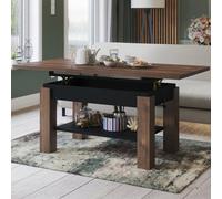 Heze Furniture Alva 2 In 1 Extending Coffee / Dining Table 110-150Cm - Brown Oak / Black