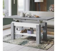 Heze Furniture Alva 2 In 1 Extending Coffee / Dining Table 110-150Cm - Concrete / White