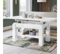 Heze Furniture Alva 2 In 1 Extending Coffee / Dining Table 110-150Cm - White Gloss