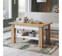 Heze Furniture Alva 2 In 1 Extending Coffee / Dining Table 110-150Cm - Wotan Oak / White