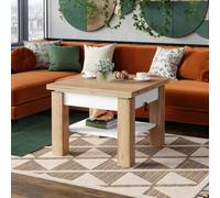 Heze Furniture Clara 2 In 1 Extending Coffee / Dining Table 75-150Cm - Golden Craft Oak / White