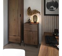 Heze Furniture Lana Modern Slim Sideboard With Drawer And Cupboard In Elegant Walnut
