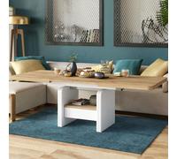 Heze Furniture Lotta 2 In 1 Extending Coffee / Dining Table 120-180Cm - Golden Craft Oak / White