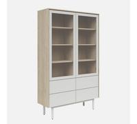 Heze Furniture Meena 2 Door 4 Drawers Display Cabinet - Hickory / Light Grey
