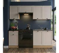 Heze Furniture Summer 5 Unit Kitchen Cabinets Set 180Cm In Cashmere Matt & Bernstein Oak