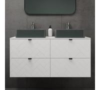 Heze Furniture Trend Herringbone Pattern Door 120Cm Bathroom Cabinet Vanity Unit With Worktop - White