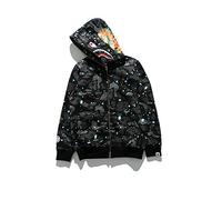 HEZEHAI Shark Jaw Camo Jacket Hoodie Shark Mouth Sweatershirt Full Zip Up for Adults, Black-1, S