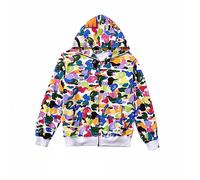 HEZEHAI Shark Jaw Camo Jacket Hoodie Shark Mouth Sweatershirt Full Zip Up for Adults, Color, Large