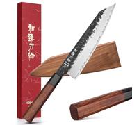 HEZHEN Kiritsuke Knife, Clad Steel Chef Knife, Composite Forging Steel, Professional Japanese Style Kitchen Knife, Redwood Octagonal Handle with Wooden Knife Sheath