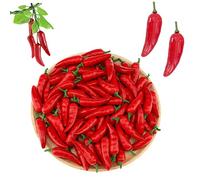Hezhou Pack of 60 Artificial Lifelike Mini Pepper Chilli Fruit Artificial Fruit Artificial Chili Vegetable Decoration for Home, Kitchen, Interior Decoration, Realistic Fake Vegetable Decoration (Red)