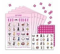 HEZNZXQ Cat Bingo Party Game Cards, Cat Themed Birthday Bingo Games, Pet Bingo Card for Adult Family Friends, Kitten Party Favors Decorations, 24 Players for Pet Party Supplies -03