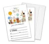 HEZNZXQ Dog Birthday Party Invitations, Let's Pawty Theme Birthday Parties Supplies Decorations, Puppy Theme Fun Fill-in Invites, 4" x 6" Double-sided Cards(20 Invitations and Envelopes)-C05
