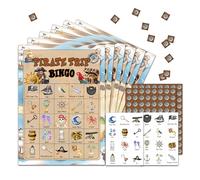 HEZNZXQ Pirate Trip Bingo Party Game Cards, Pirate Ship Bingo Games, Pirate Party Favors Decorations, Birthday Holiday Bingo Cards Indoor Home Activities, 24 Players for Adult Party Supplies -11