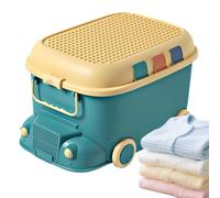 Hezudiay Big Toy Box with Wheels Large Capacity Car Shaped Organizer
