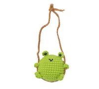 HEZUNHZ 1PCS Cute Frog Crochet Car Hanging Accessory, Rear View Mirror Hanging Accessories, Handmade Crochet Frog Gift Car Hanging Ornament