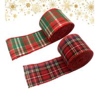 HEZUNHZ 2 Rolls Natural Jute Fabric Crafts Ribbon for Christmas Wedding Gifts Burlap Fabric DIY Packing Vintage Wedding Party Decoration (Style 3)