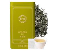 Hezuo Golden Green Tea Loose Leaf 100g, Vegan, Refreshing High Mountain Whole Loose Leaf Green Tea, Rich in Antioxidants, Pure & Natural, Tea in a Tin with 20 Empty Teabags Inside