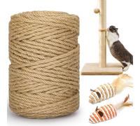 HezzLuv 328FT/100M Cat Scratching Sisal Rope, 6mm Thick Natural Jute Rope for Scratch Posts, Cat Trees, DIY Projects, Sisal Rope for Scratcher with 2 Mouse Toys (Natural, 328ft)