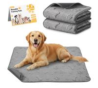 HezzLuv Washable Puppy Pads 2-Pack, Reusable Super Absorbent Dog Pee Pads, Waterproof Non-Slip Training & Whelping Mats with Paw/Bone Pattern for Crate, Playpen, Floor, Sofa & Car - 80×90cm