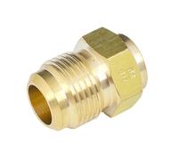 HF Mont 45 Degree SAE-Standard 1/4" 3/8" 1/2" 3/4" Flare Turn to End Feed Tube Coupling Brass Pipe Fitting Adapeter Water Gas Air Fuel(12.7mm 1l2 Inch SAE,NO NUT_5 PCS)