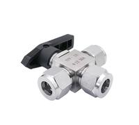 HF Mont Fit 3/4/6/8/10/12-20mm 1/8" 1/4" 3/8" 1/2" OD Tube Tee L-Port Compression Ball Valve 304 Stainless Water Gas Oil(9.52mm)